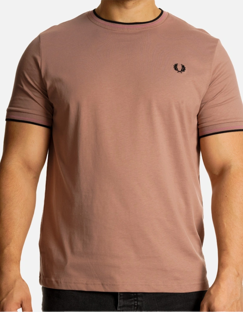 Fred Pery Mens Twin Tipped T-Shirt (Dark Pink)