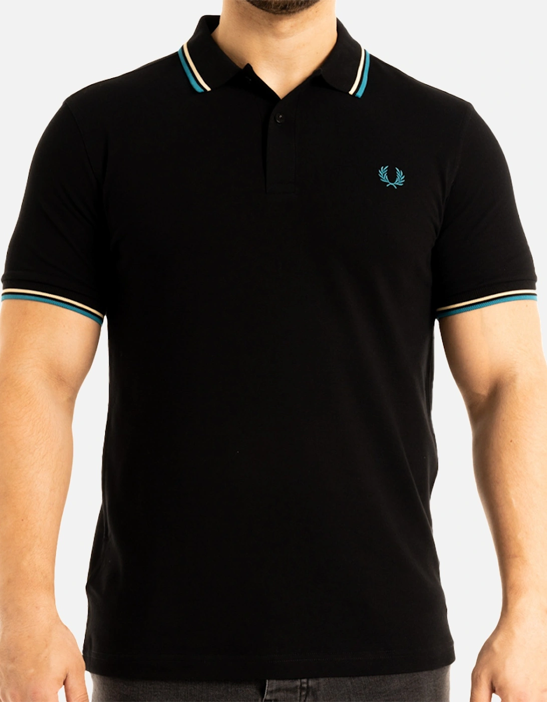 Mens Twin Tipped Collar Polo Shirt (Black), 8 of 7