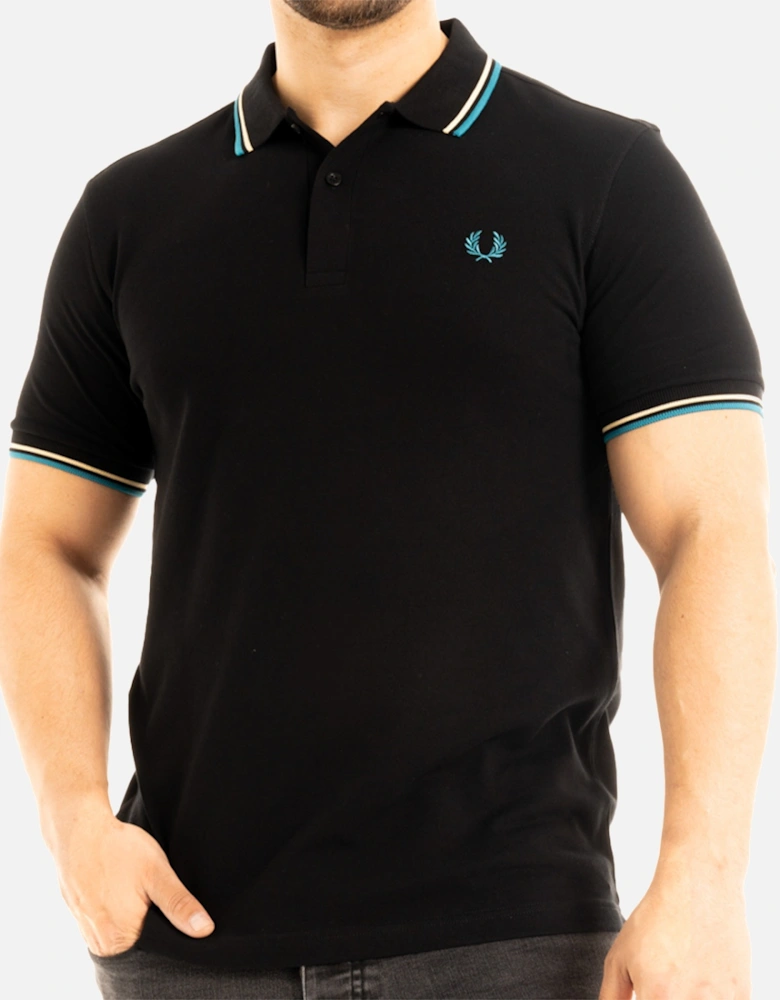 Mens Twin Tipped Collar Polo Shirt (Black)