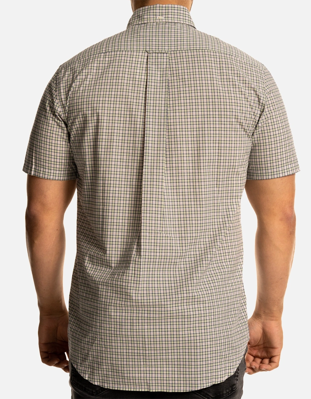 Mens Poplin Micro Check S/S Shirt (Green)