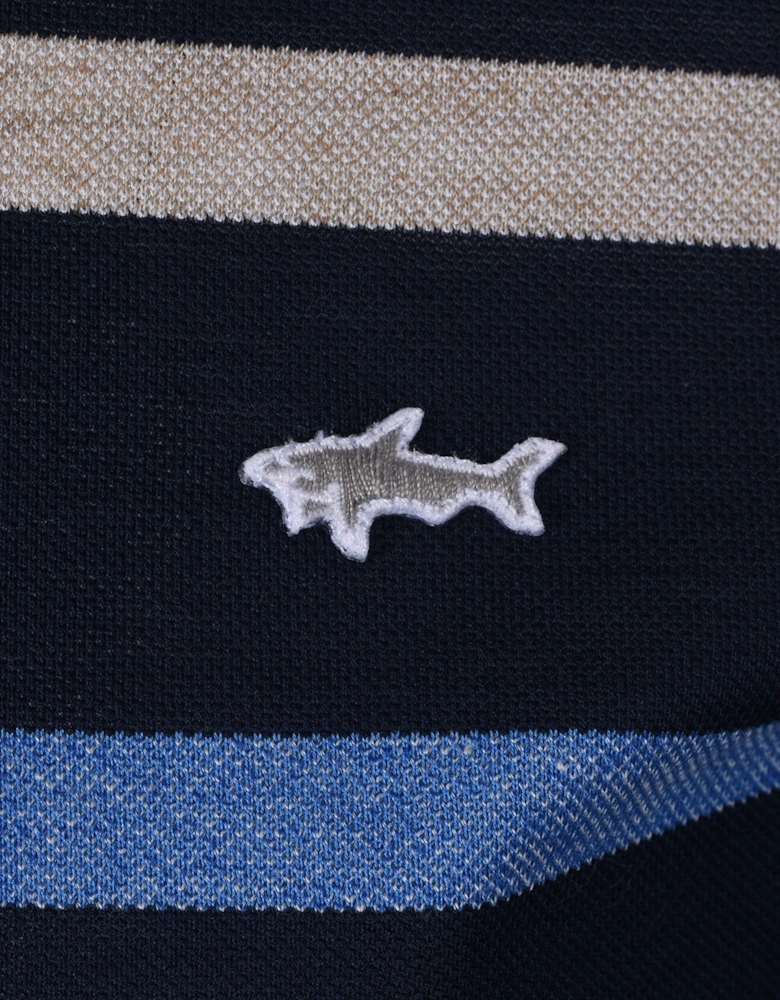 Paul And Shark Polo Shirt Navy/Beige/Blue Stripe