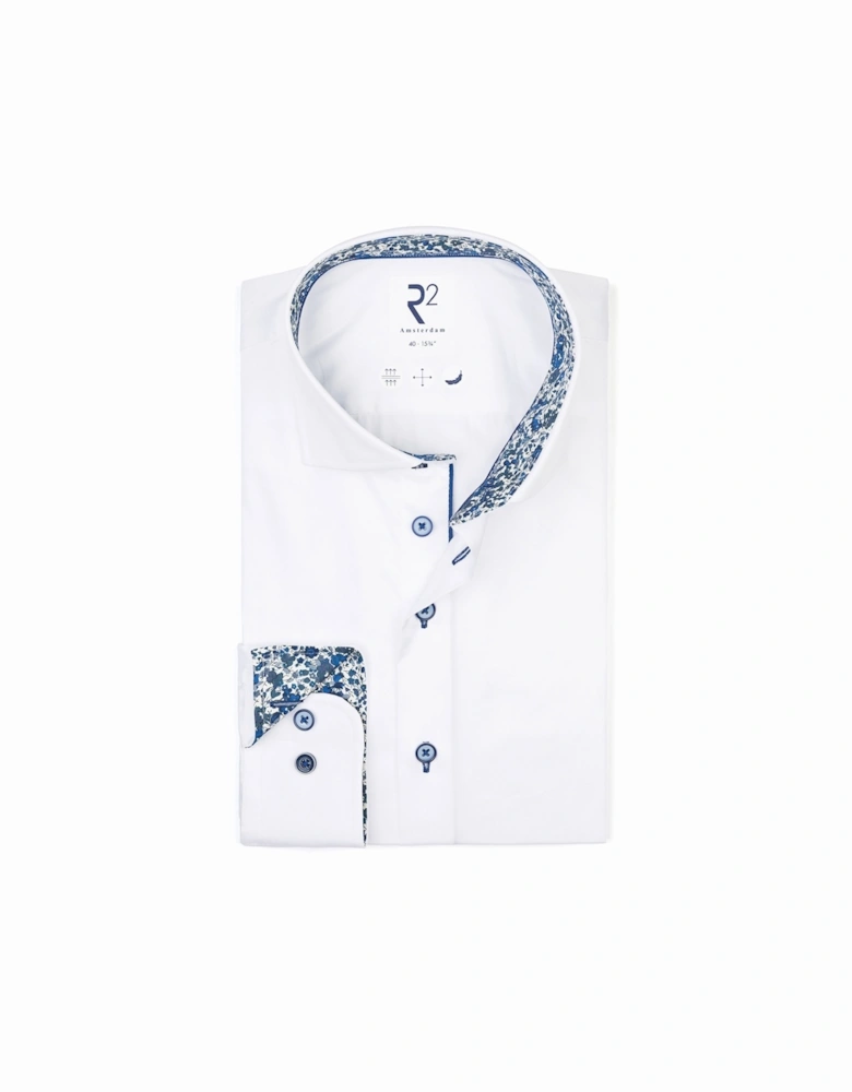 Cut Away Collar Liberty Trim Floral Trim Shirt White