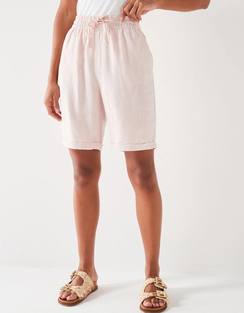 Linen Blend Shorts - Pink