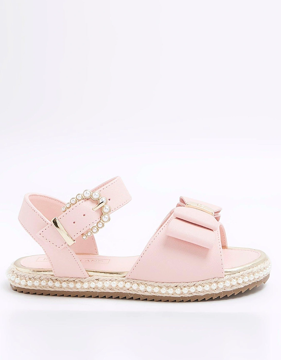 Girls Pearl Trim Bow Sandals - Pink, 2 of 1