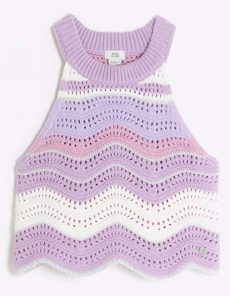 Girls Crochet Tank Top - Purple
