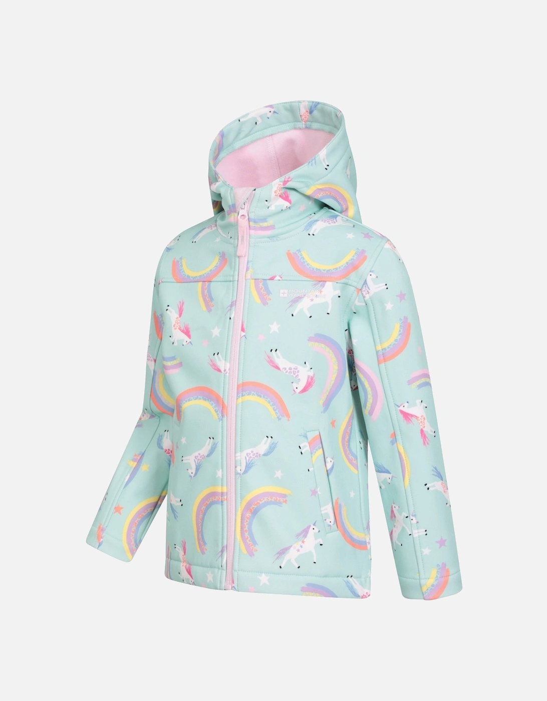 Childrens/Kids Exodus II Unicorn And Rainbow Water Resistant Soft Shell Jacket