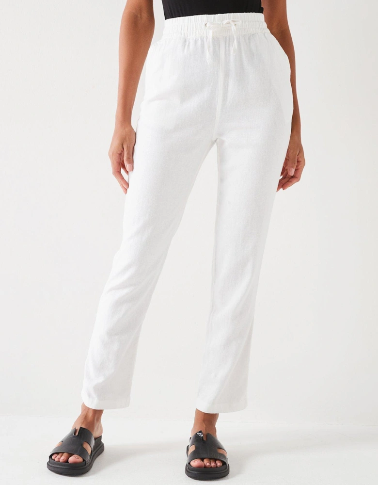 Linen Blend Trousers - White