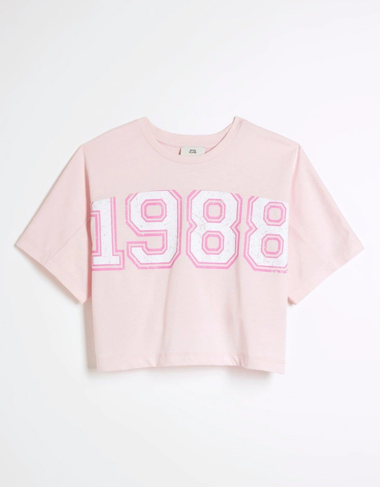 Girls Crop Graphic T-shirt - Pink