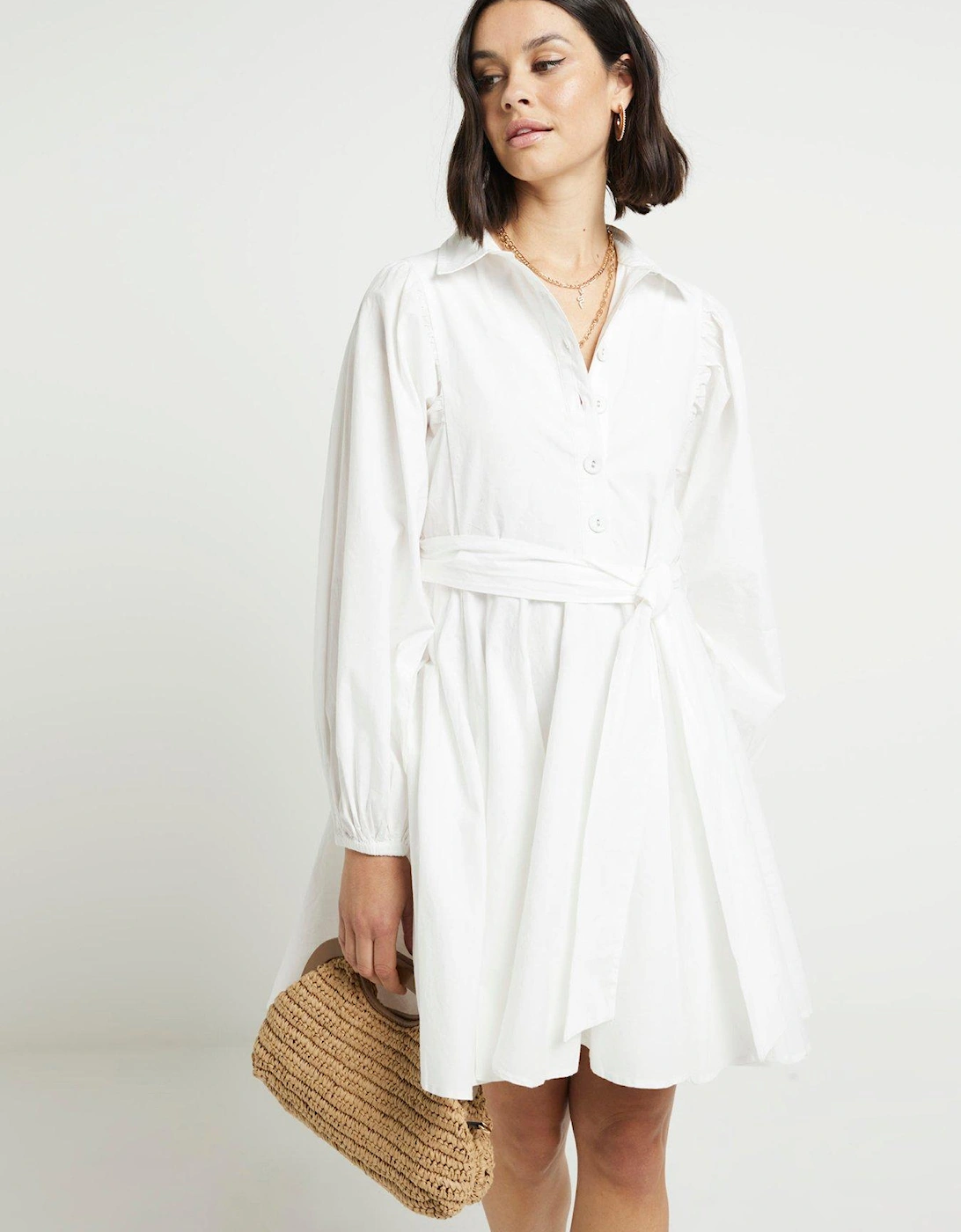 Batwing Shirt Dress - White, 2 of 1