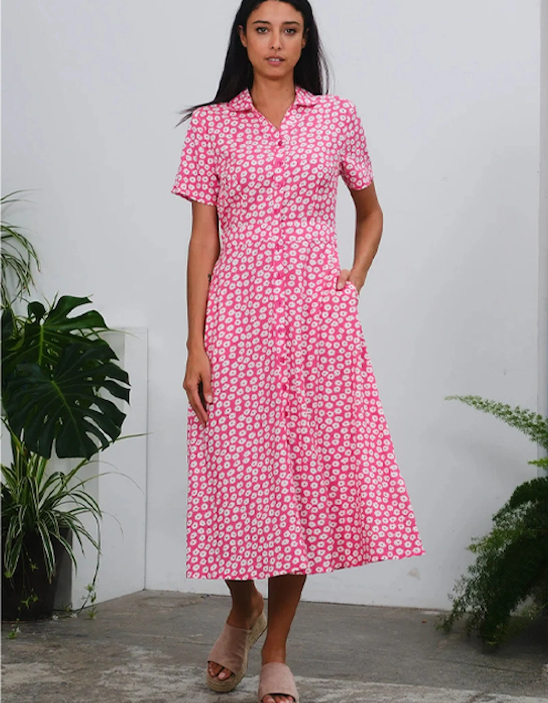 Women's Jonie Dress In Pink Daisies, 4 of 3