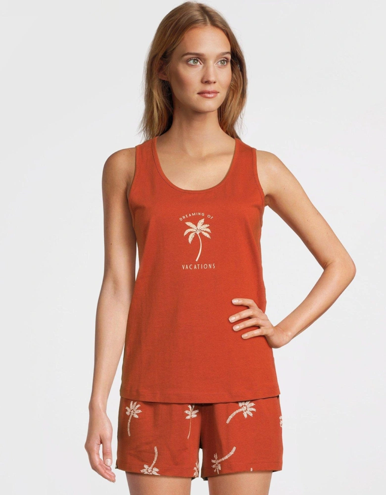 Vest Palm Print Short Pyjama Set