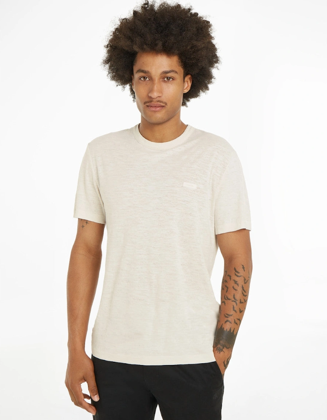 Cotton Linen T-Shirt YAH Egret