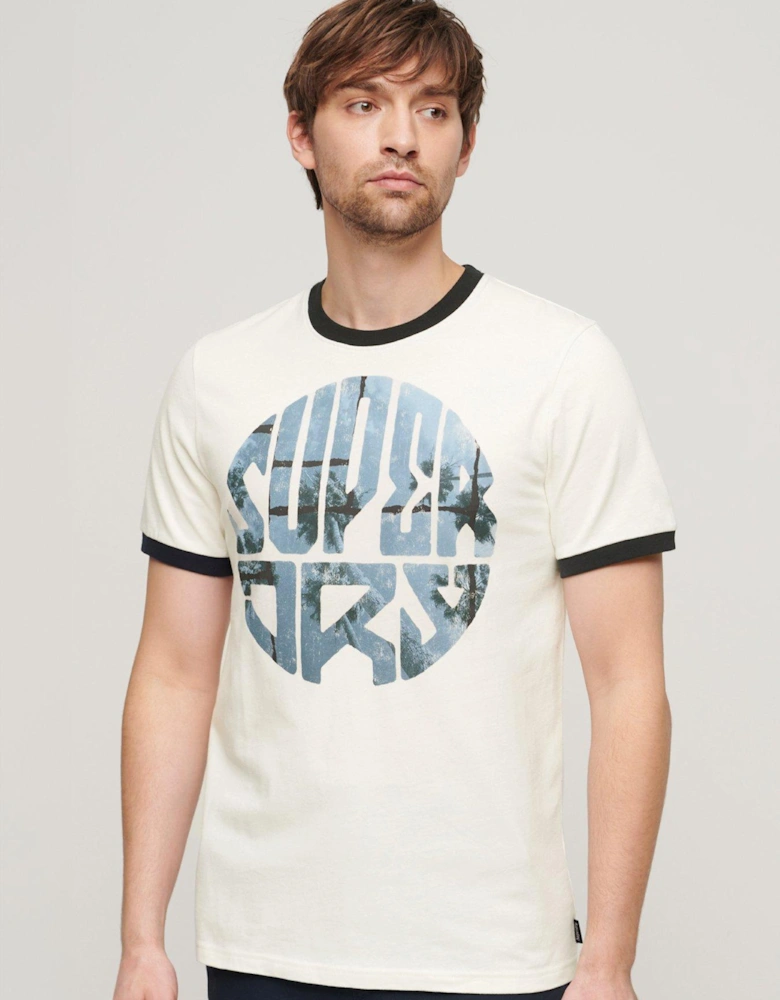 Photographic Infill Logo Ringer T-shirt - Off White