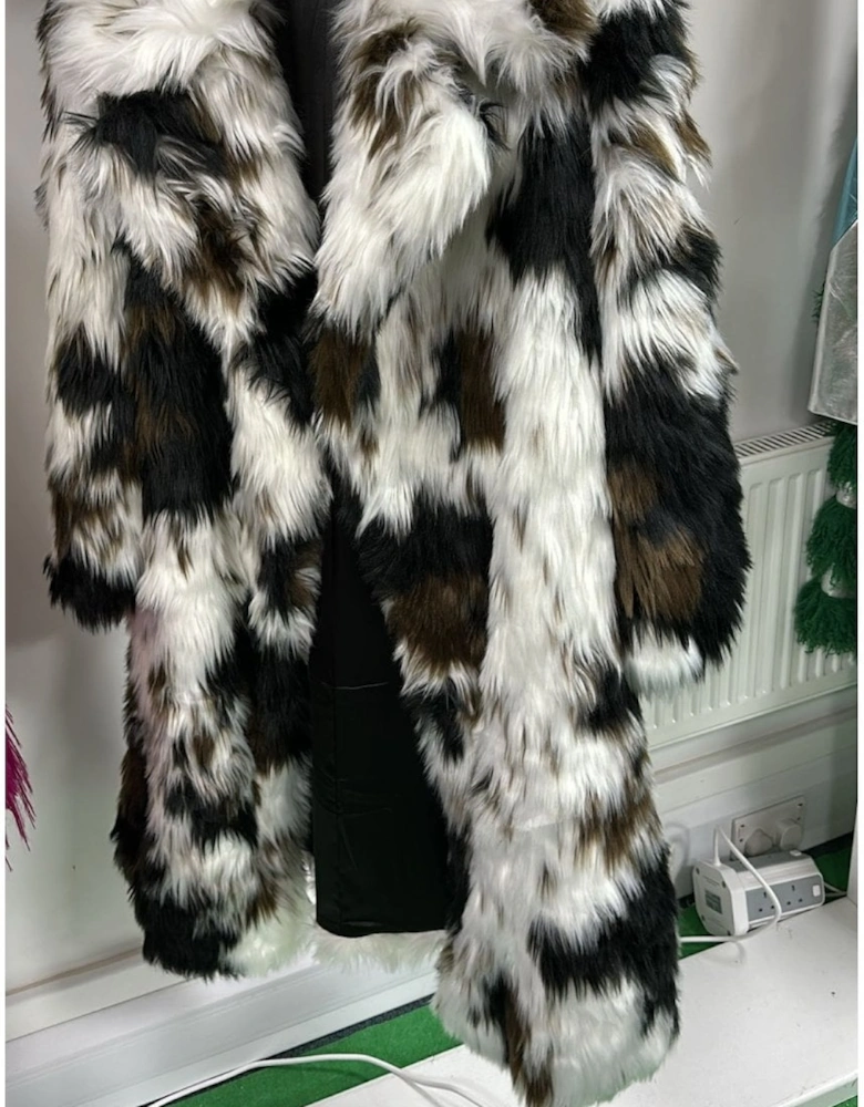 Bamboo Lyocell Blend Hand Painted Faux Fur Coat