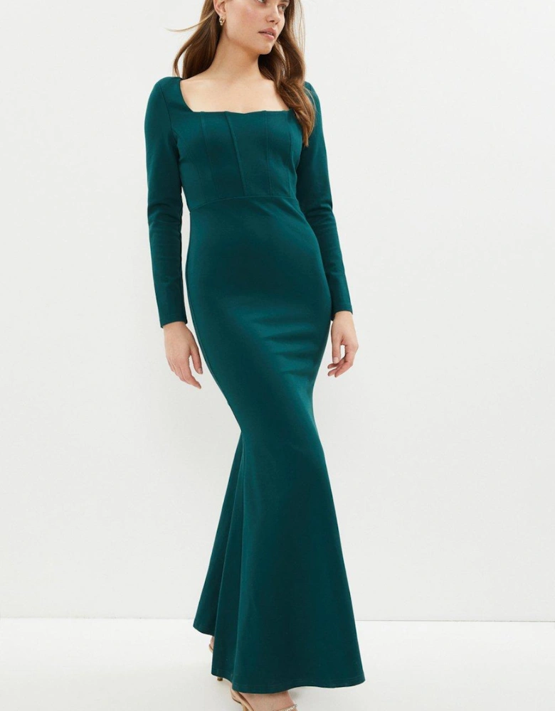 Long Sleeve Maxi Dress With Fishtail