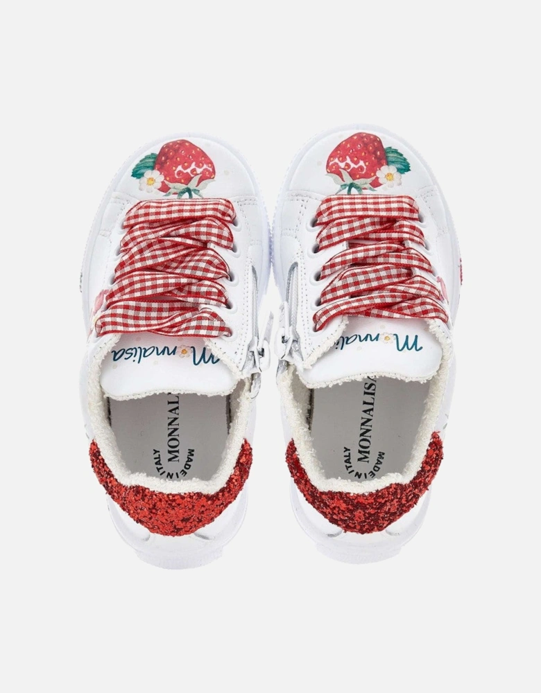 Girls White Strawberry Trainer