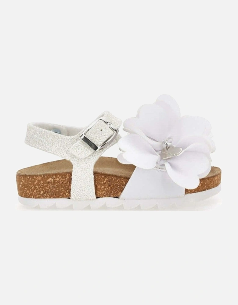 Girls White Flower Sandals