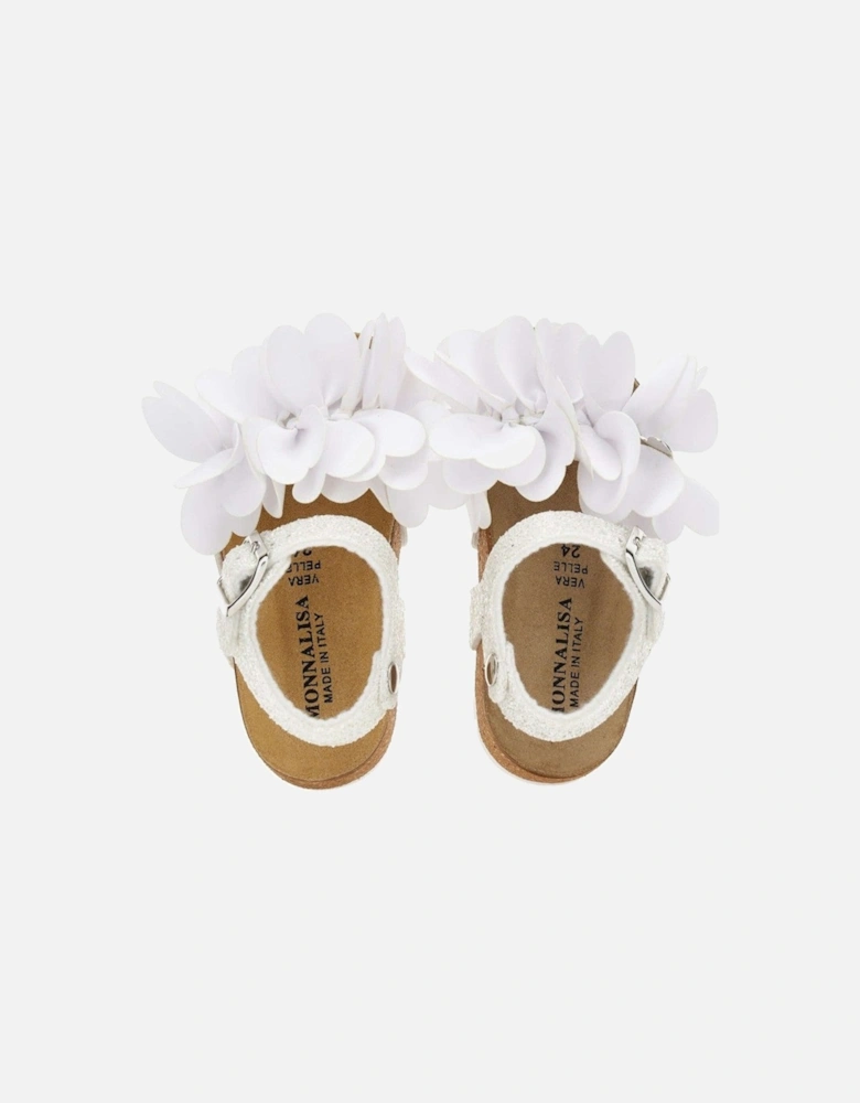 Girls White Flower Sandals