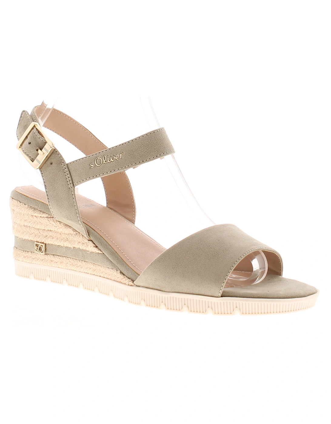 S Oliver Womens Sandals Wedge Sage Buckle pistachio UK Size, 6 of 5