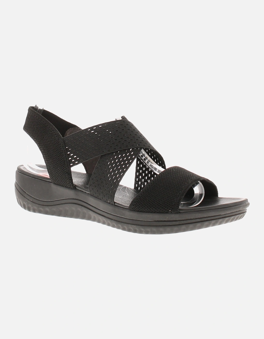 Womens Wedge Sandals Jetta Elasticated black UK Size, 6 of 5