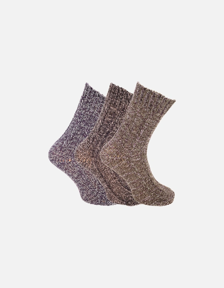 Mens Chunky Knit Outdoor Boot Sock (3 Pairs)