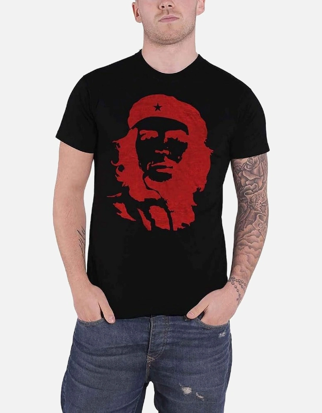 Unisex Adult Red On Black Cotton T-Shirt, 4 of 3