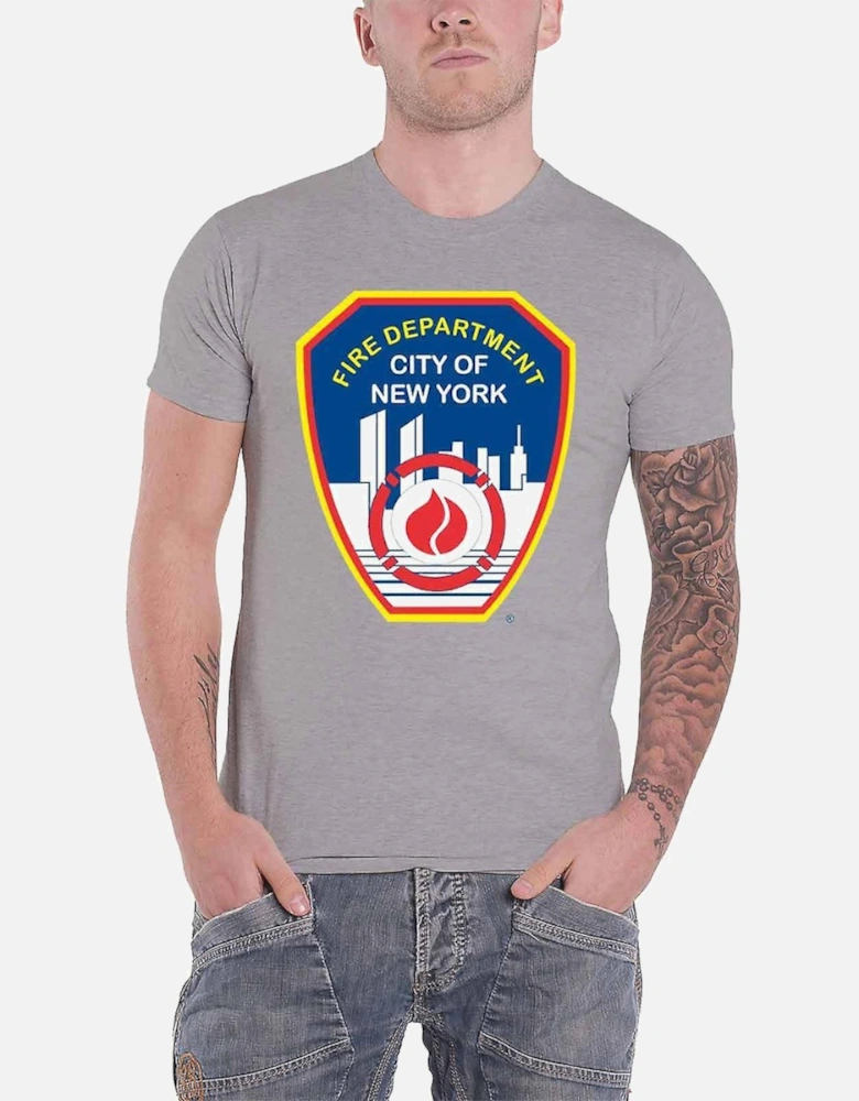 Unisex Adult New York City Fire Department Badge Cotton T-Shirt