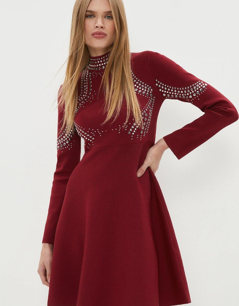 Hot Fix Stud Flippy Knitted Dress