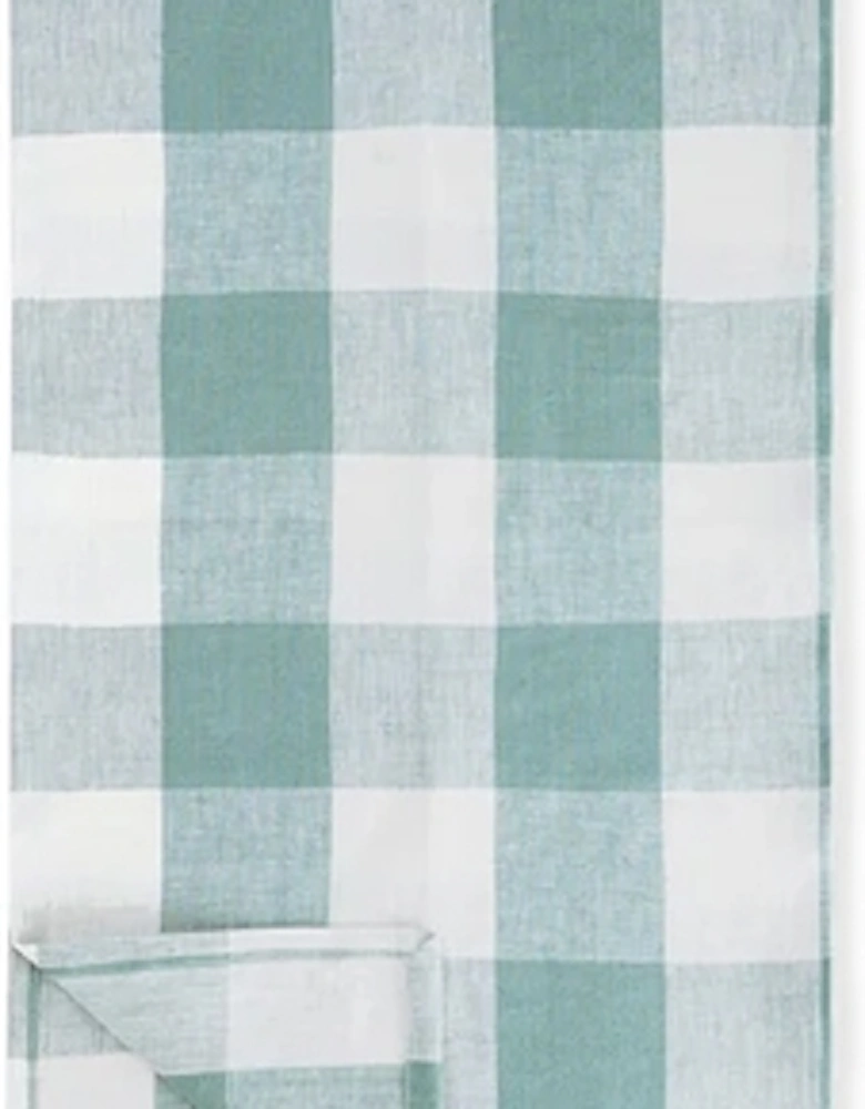 Table Runner Linen White & Light Teal