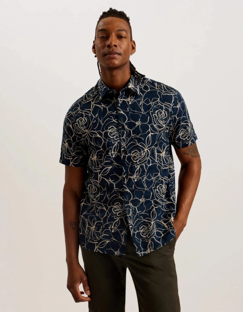 Cavu Mens Short Sleeve Printed Cotton Shirt