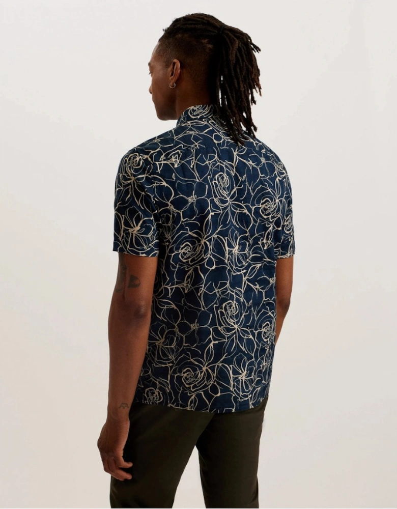 Cavu Mens Short Sleeve Printed Cotton Shirt