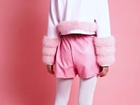 Pink Faux Leather with Pink Faux Fur Biker Jacket