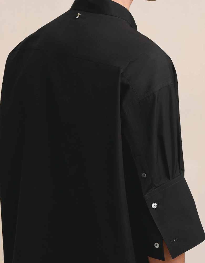 Mandarin Collar Poplin Shirt Black