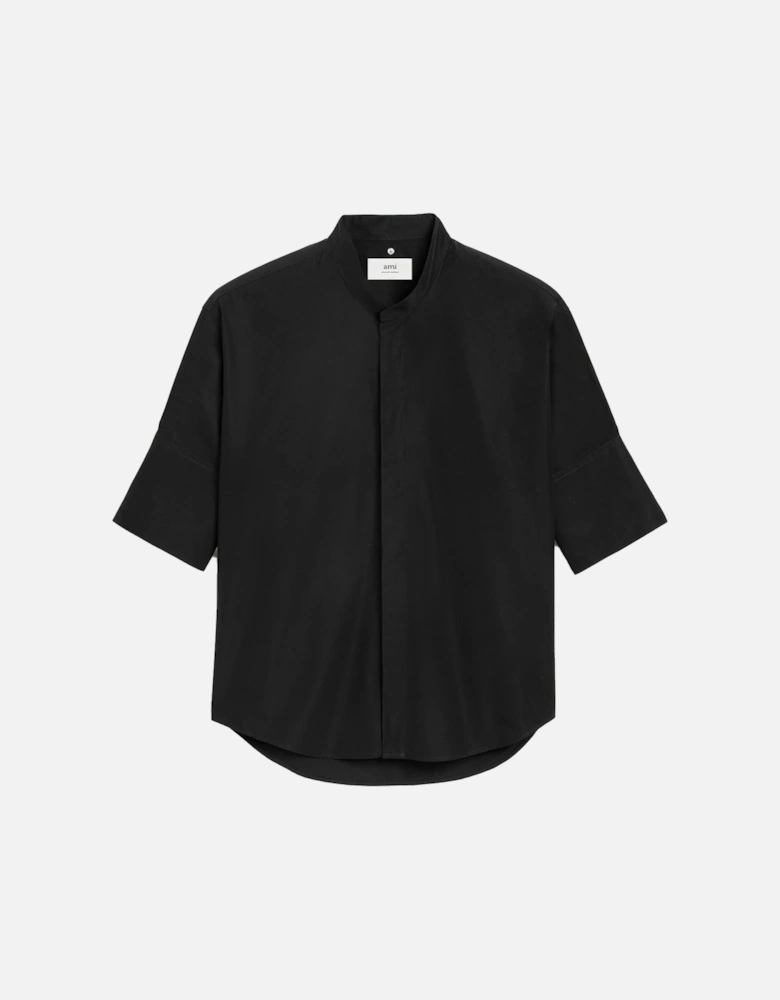 Mandarin Collar Poplin Shirt Black