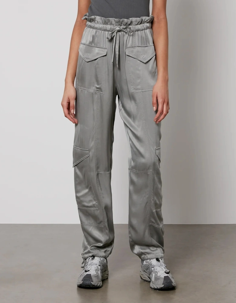 ECOVERO™-Blend Washed-Satin Cargo Trousers - - Home - Womens - Women's Designer Trousers - ECOVERO™-Blend Washed-Satin Cargo Trousers