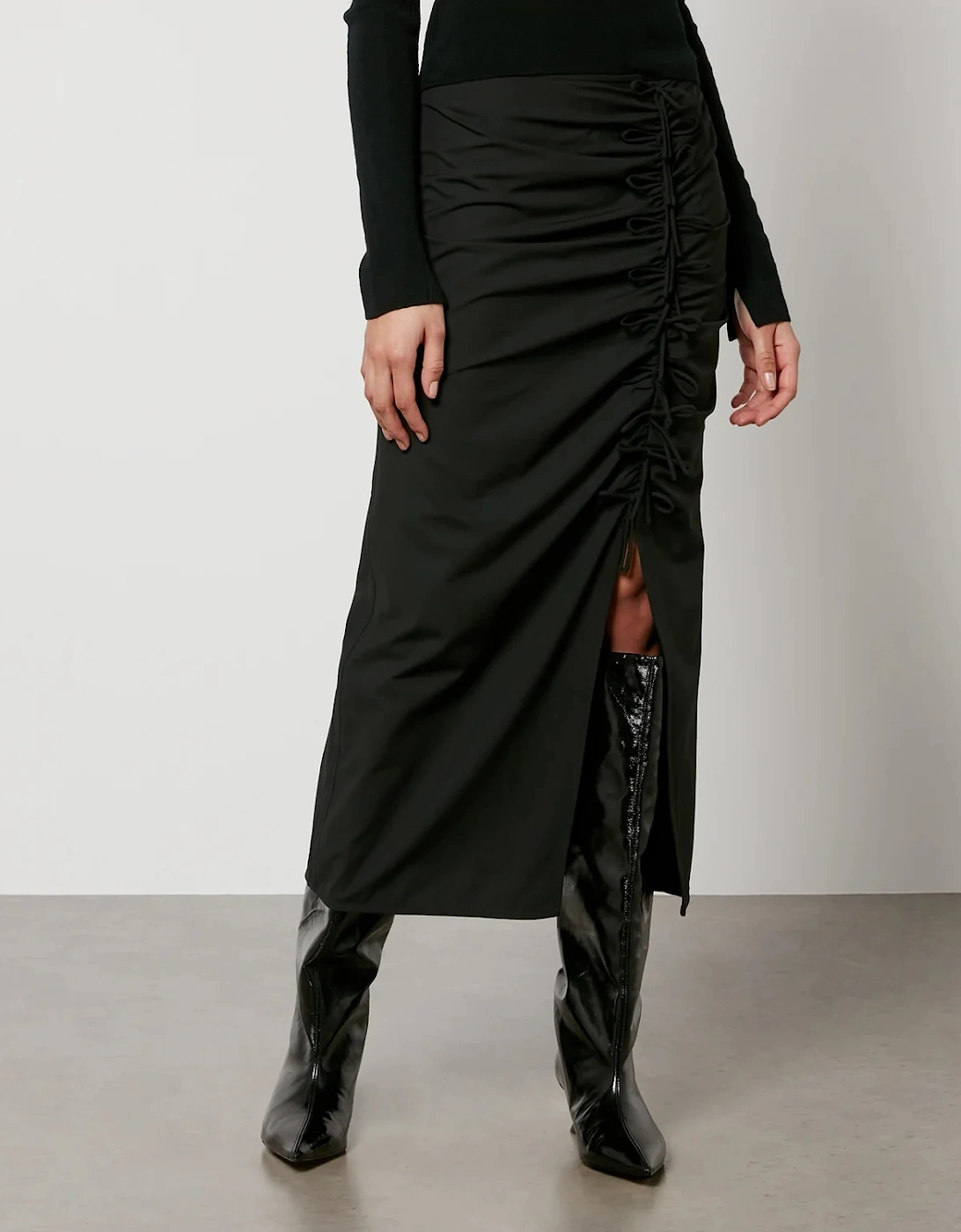 Ruched Crepe Midi Skirt - - Home - Womens - Designer Skirts for Women - Ruched Crepe Midi Skirt, 2 of 1