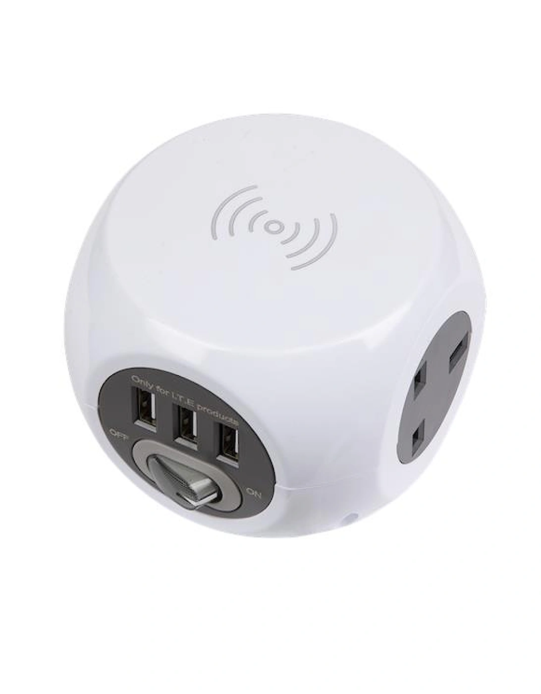 Extension Cable Cube 3 x 230V + 3 x USB Sockets & Wireless Charging Pad