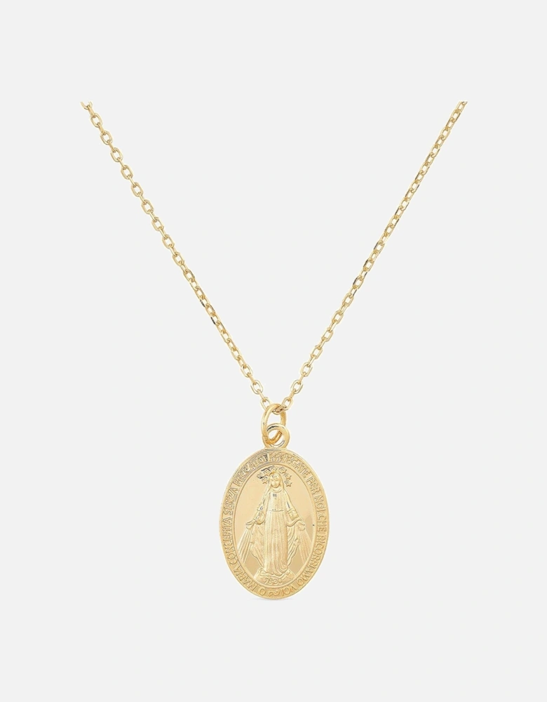 Dainty 14K Gold Virgin Mary Miraculous Medal Choker Necklace