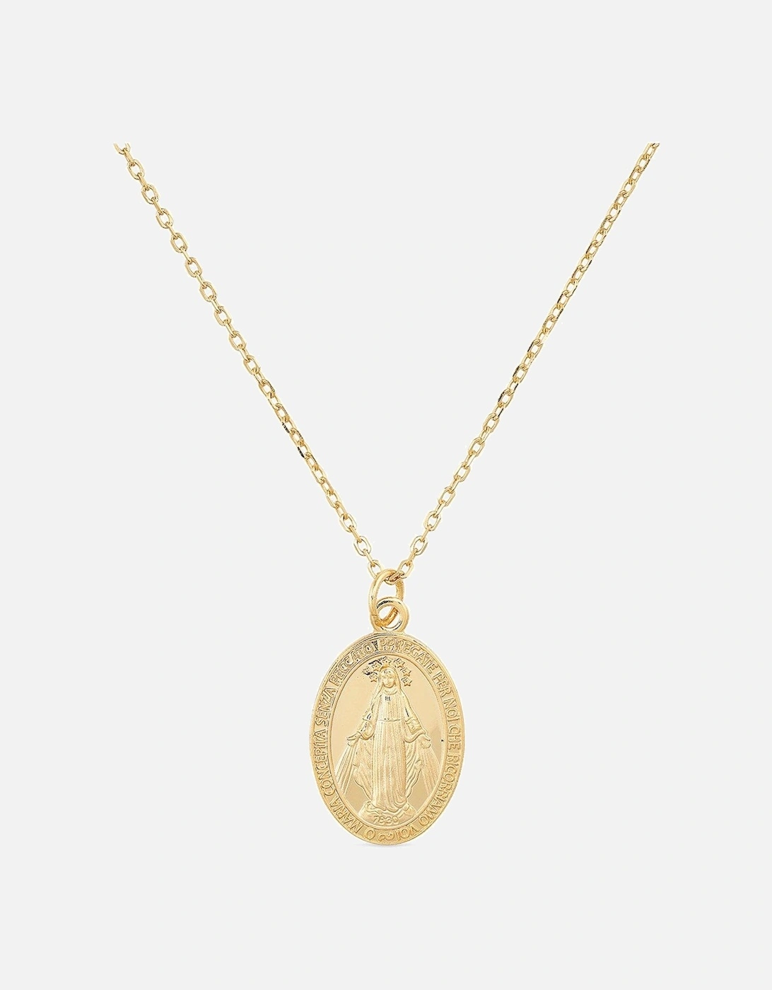 Dainty 14K Gold Virgin Mary Miraculous Medal Choker Necklace, 2 of 1