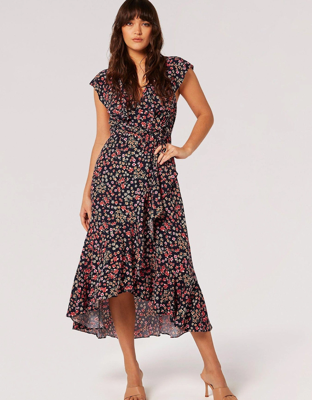 Spaced Ditsy Ruffle Wrap Dress, 2 of 1