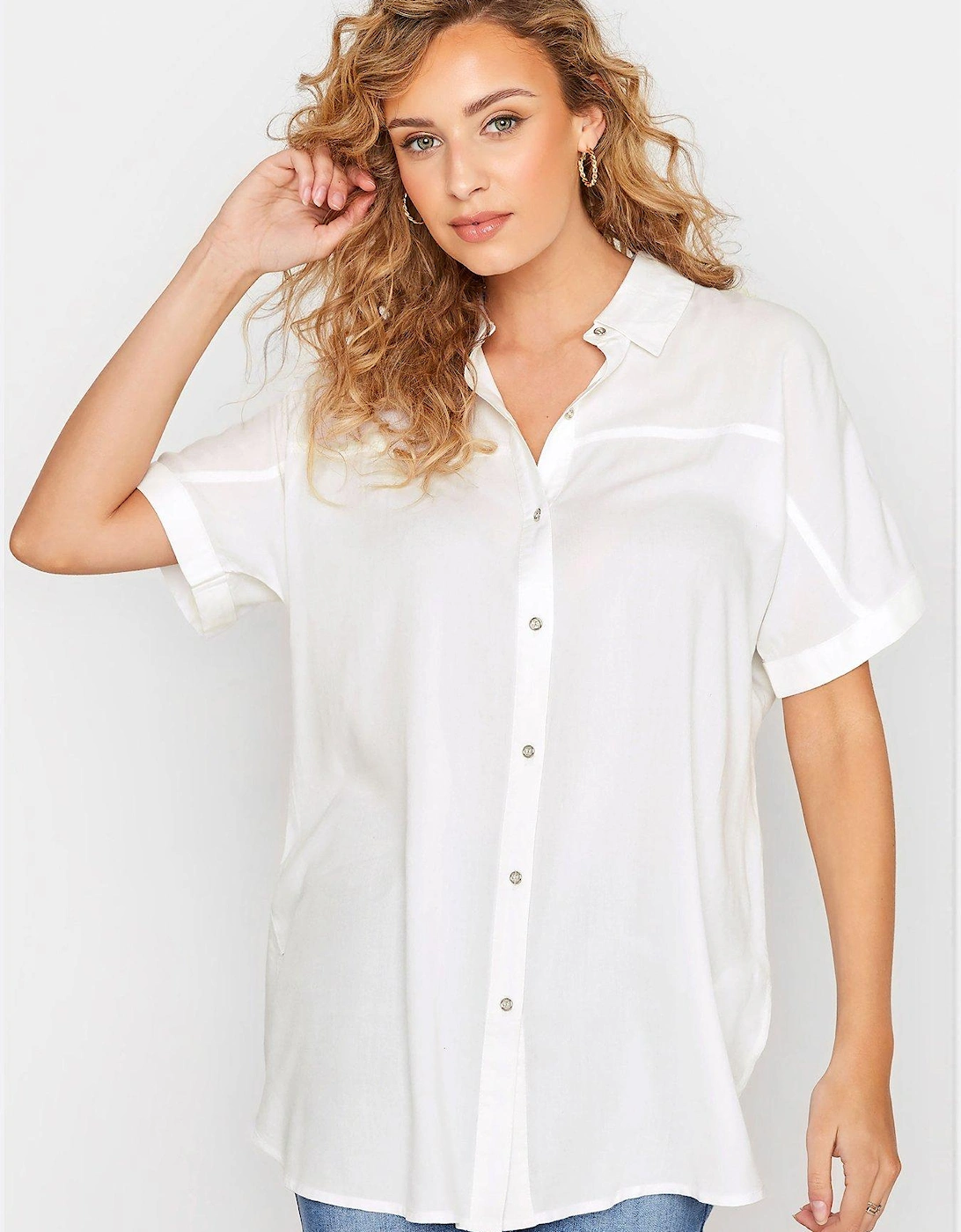White Short Sleeve Denim Shirt, 2 of 1