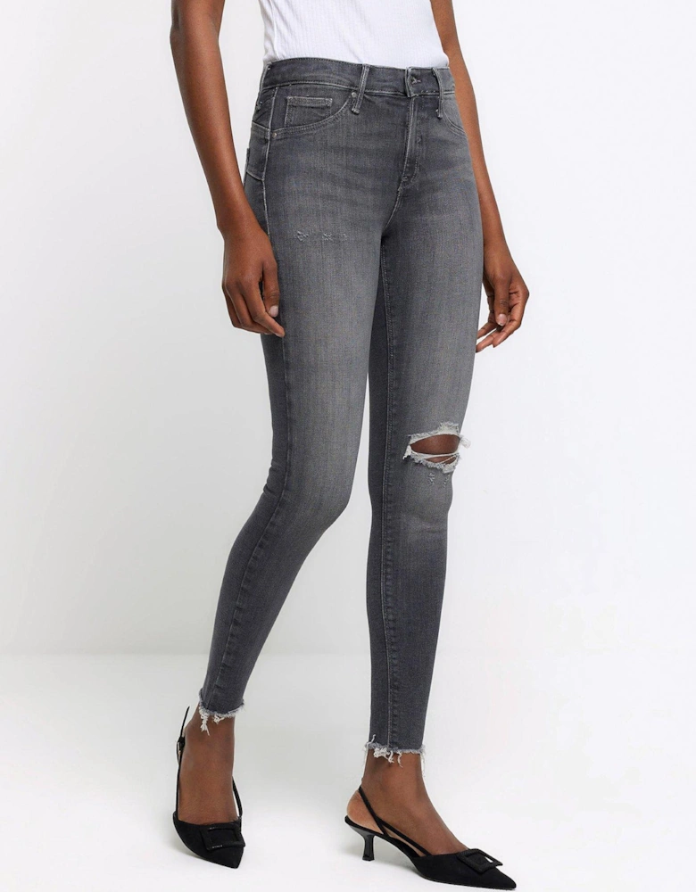 High Waisted Bum Sculpt Ripped Jeggings