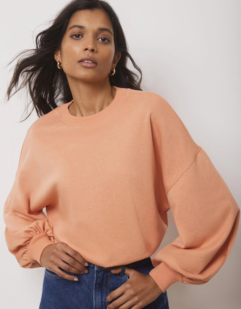Orange Blouson Cotton Sweatshirt