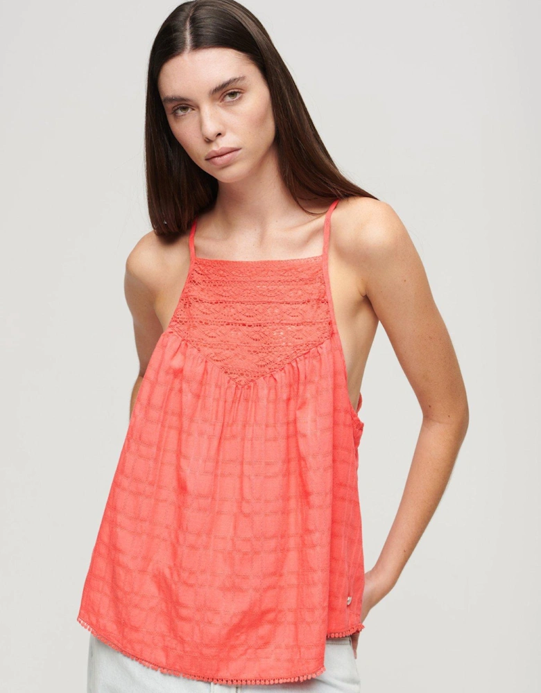 Lace Cami Beach Top - Pink