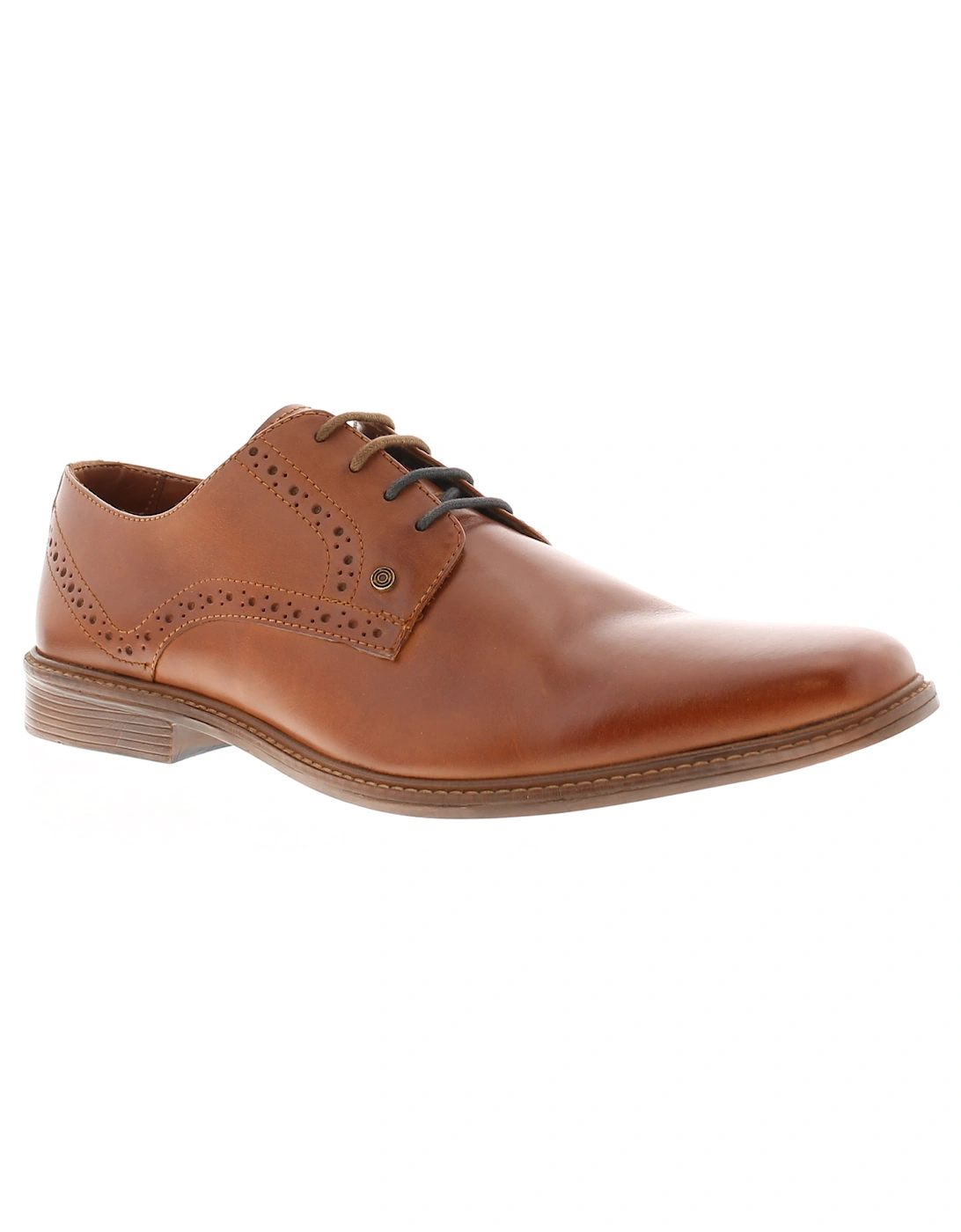 Mens Smart Derby Shoes Harry Leather Lace Up tan UK Size, 6 of 5
