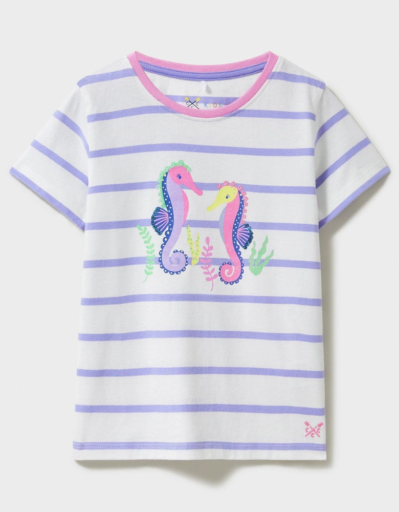 Girls Sequin Seahorse Short Sleeve T-Shirt - Multi