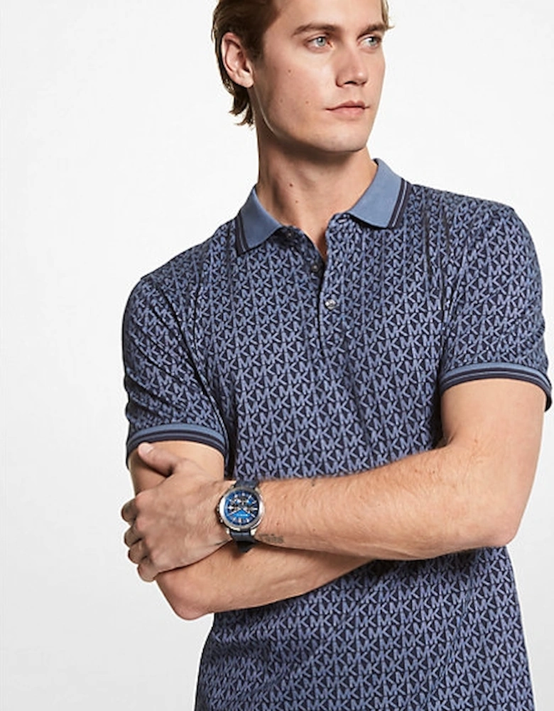 Greenwich Logo Print Cotton Jersey Polo Shirt