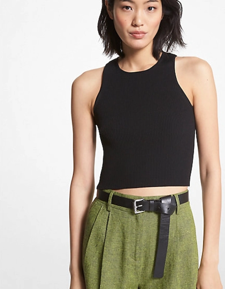 Ribbed Recycled Viscose Blend Cropped Tank Top