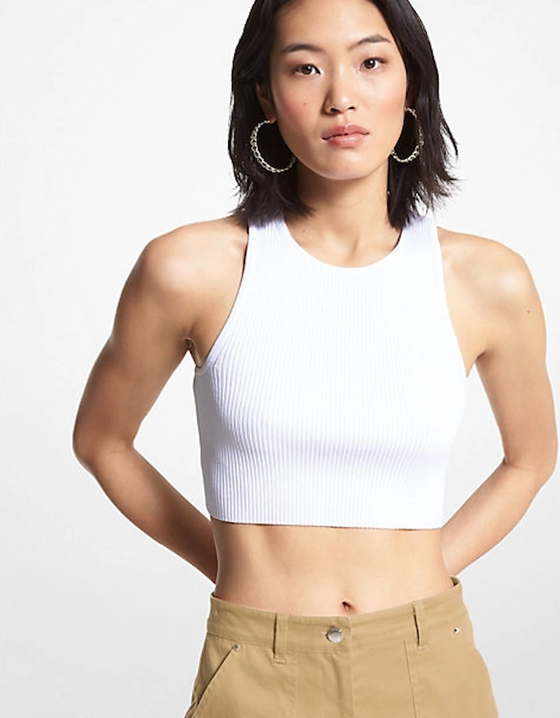 Ribbed Recycled Viscose Blend Cropped Tank Top, 2 of 1