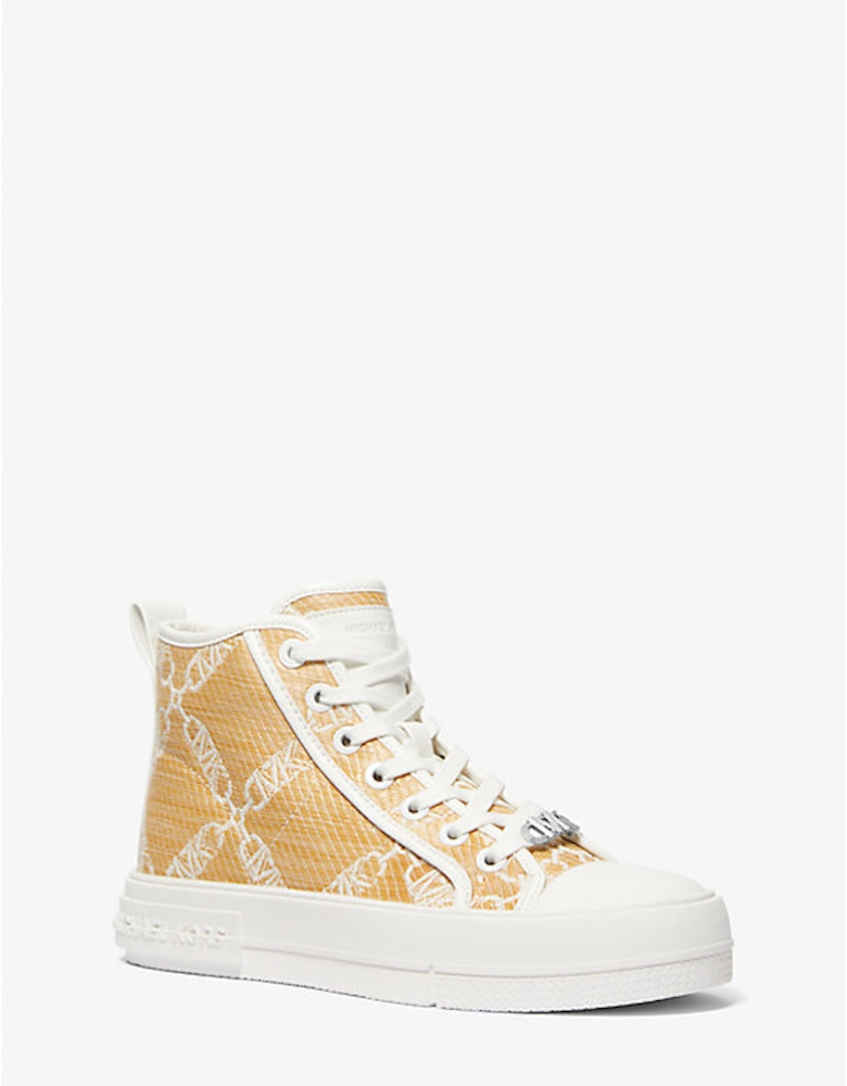 Evy Empire Logo Jacquard Straw High-Top Sneaker